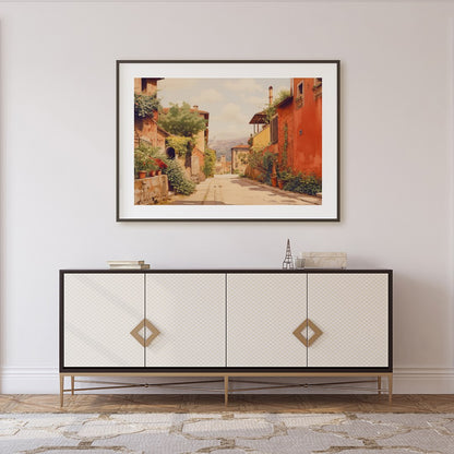 Immerse yourself in the quaint charm of a sun-drenched Italian alleyway with this stunning piece. for Foyer