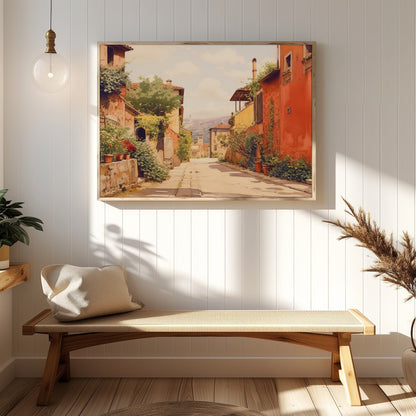 Immerse yourself in the quaint charm of a sun-drenched Italian alleyway with this stunning piece. for Hallway