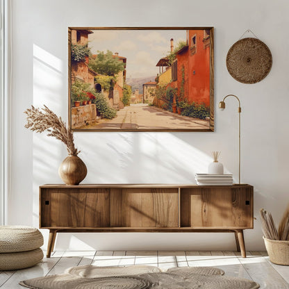 Immerse yourself in the quaint charm of a sun-drenched Italian alleyway with this stunning piece. for Sitting Area
