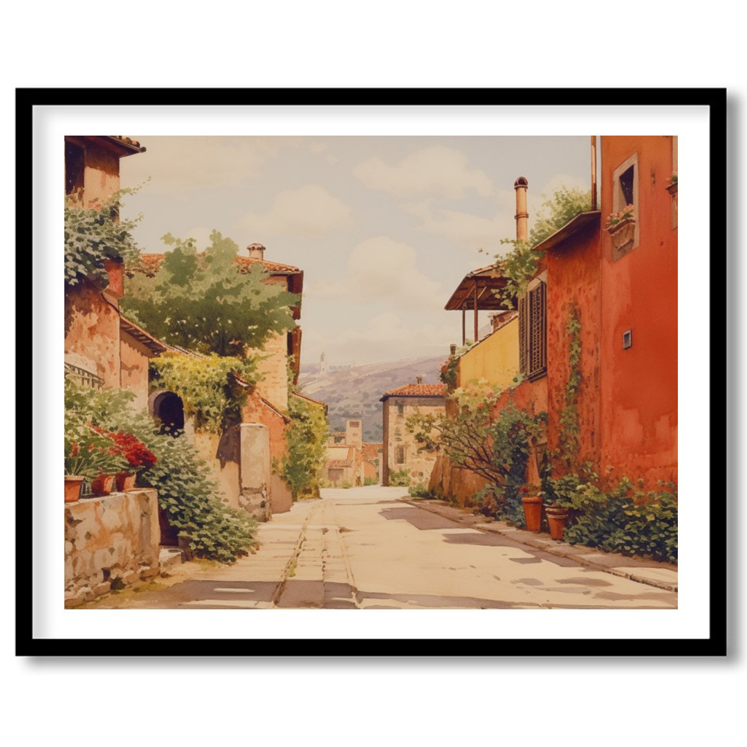 Immerse yourself in the quaint charm of a sun-drenched Italian alleyway with this stunning piece. for studio