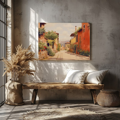 Immerse yourself in the quaint charm of a sun-drenched Italian alleyway with this stunning piece. for Veranda