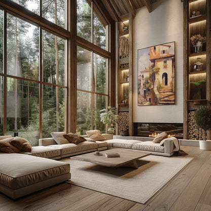Immerse in the charm of a rustic Italian villa bathed in golden sunlight with this captivating art for Living Room