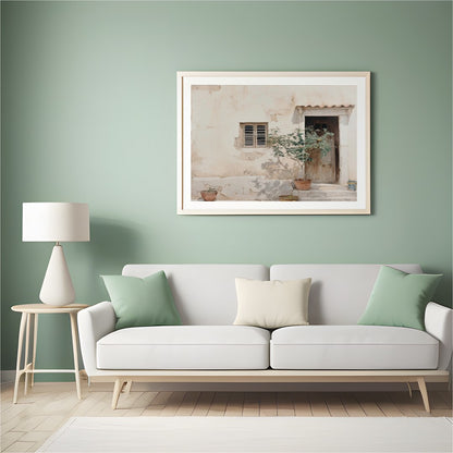 Embrace the warmth and tranquility of this Mediterranean-inspired wall art, showcasing a rustic for Hall