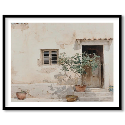 Embrace the warmth and tranquility of this Mediterranean-inspired wall art, showcasing a rustic for interior