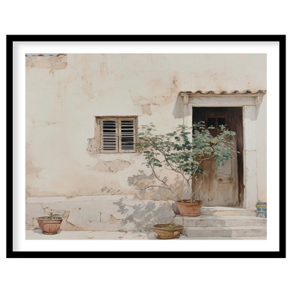 Embrace the warmth and tranquility of this Mediterranean-inspired wall art, showcasing a rustic for interior
