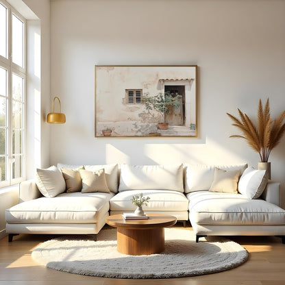 Embrace the warmth and tranquility of this Mediterranean-inspired wall art, showcasing a rustic for Living Room