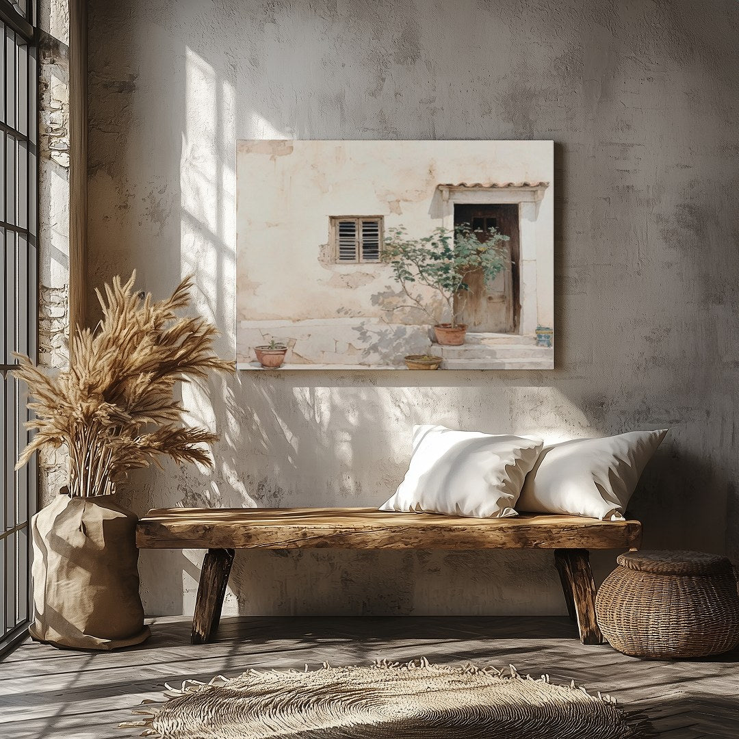 Embrace the warmth and tranquility of this Mediterranean-inspired wall art, showcasing a rustic for Veranda