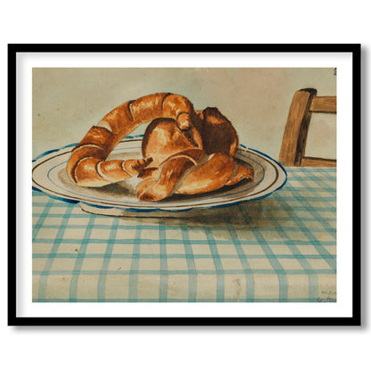 Bring a touch of rustic charm to your space with this quaint depiction of croissants resting on a for lovely-house