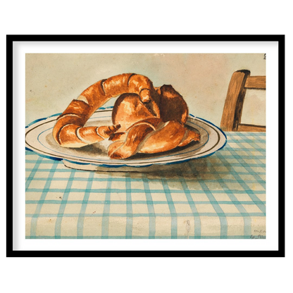 Bring a touch of rustic charm to your space with this quaint depiction of croissants resting on a for lovely-house