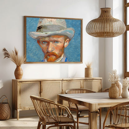 This expressive artwork captures the thoughtful gaze of a gentleman, painted with bold, textured for Dining