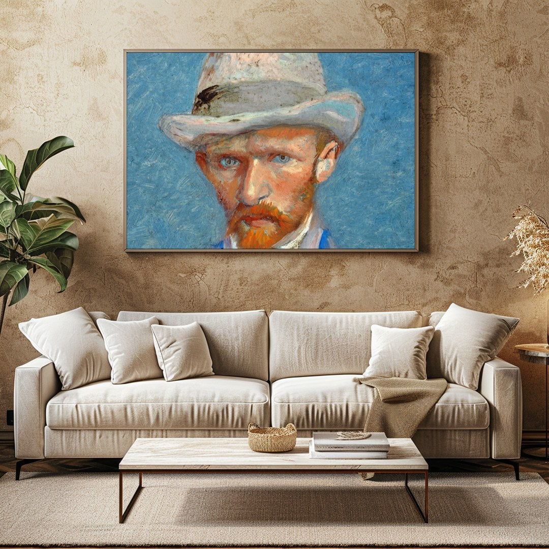 This expressive artwork captures the thoughtful gaze of a gentleman, painted with bold, textured for Family Room