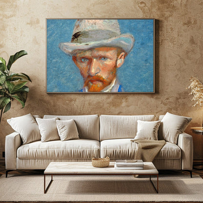 This expressive artwork captures the thoughtful gaze of a gentleman, painted with bold, textured for Family Room