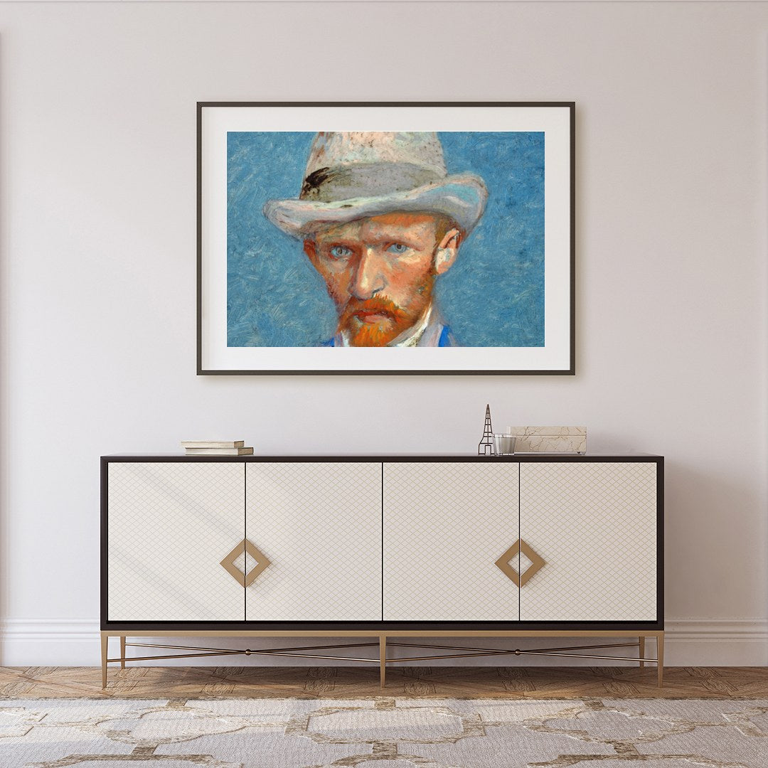 This expressive artwork captures the thoughtful gaze of a gentleman, painted with bold, textured for Foyer