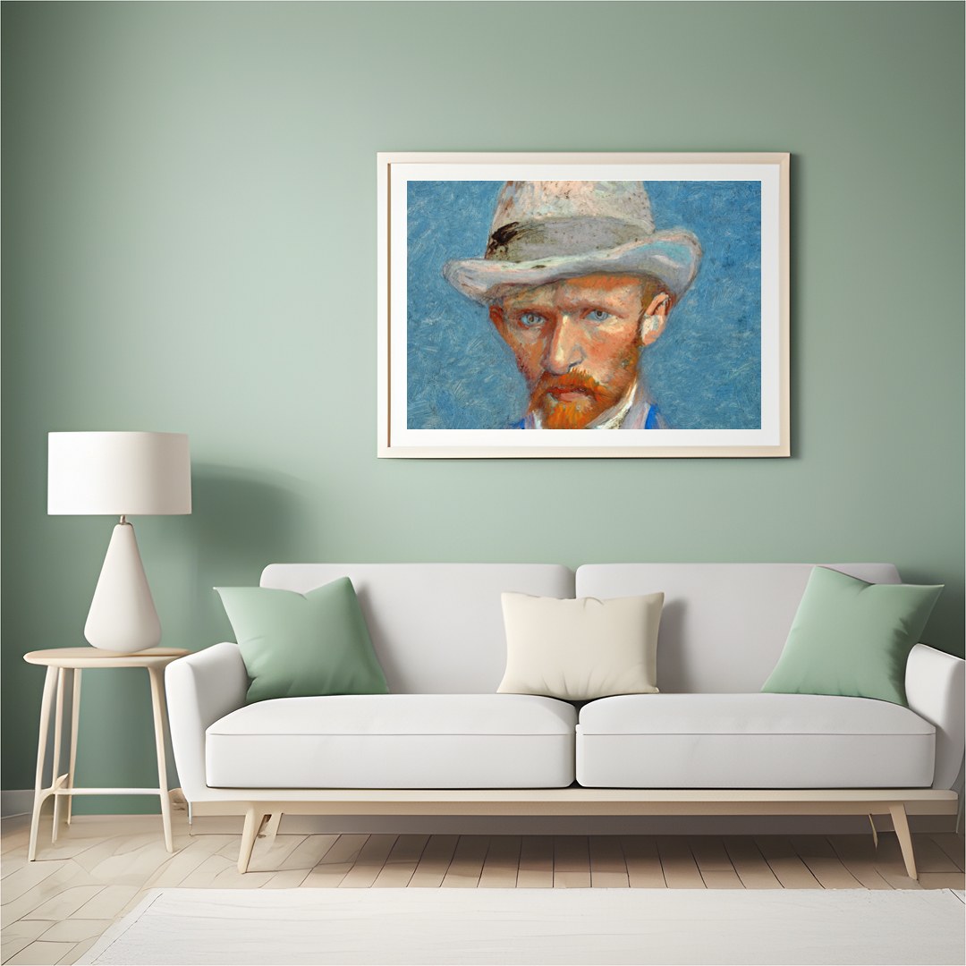 This expressive artwork captures the thoughtful gaze of a gentleman, painted with bold, textured for Hall