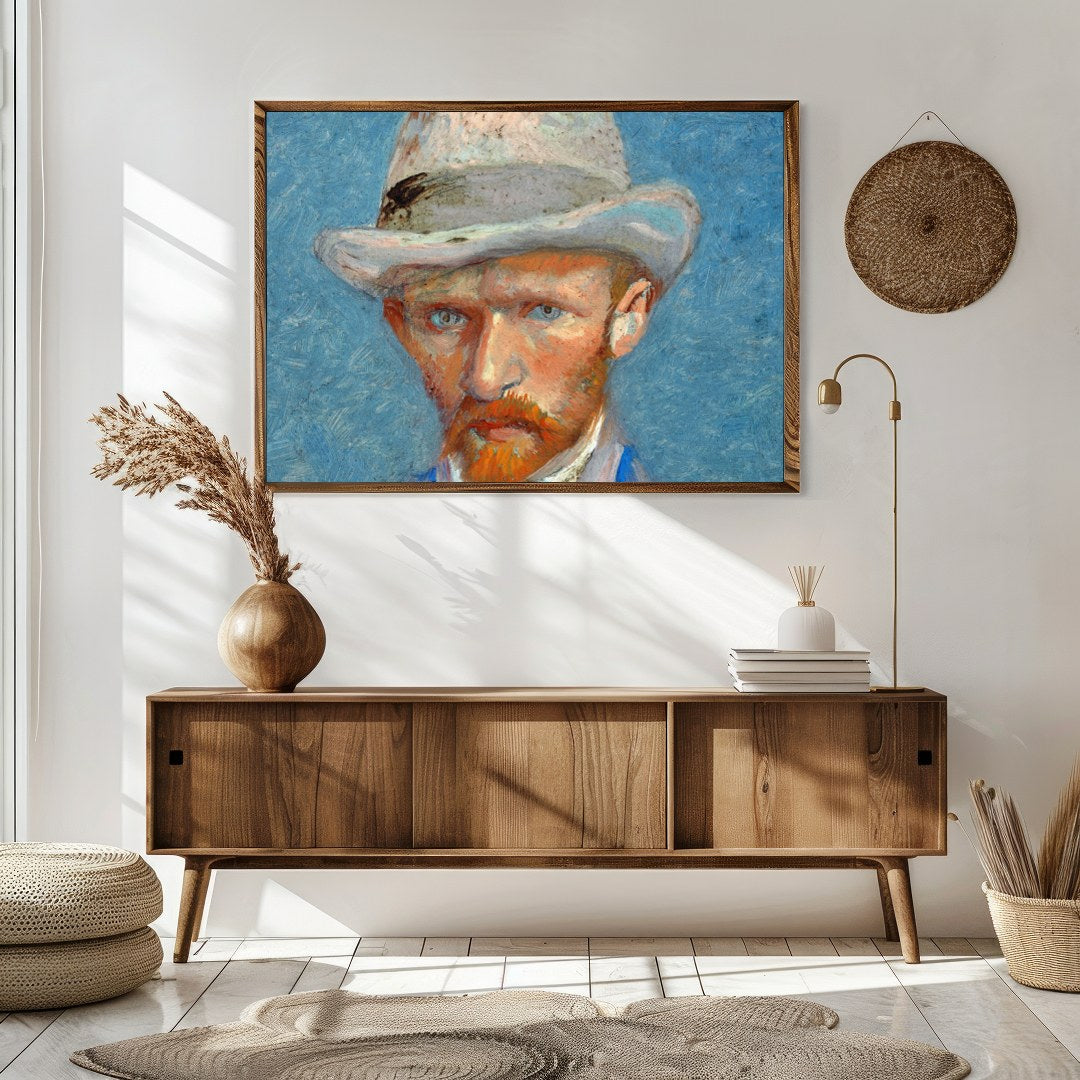This expressive artwork captures the thoughtful gaze of a gentleman, painted with bold, textured for Sitting Area