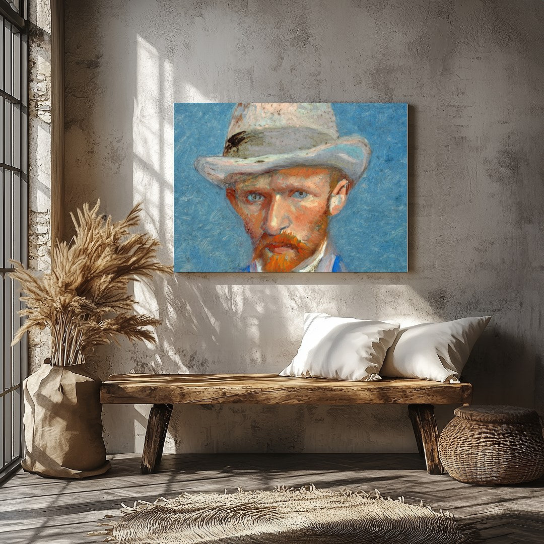 This expressive artwork captures the thoughtful gaze of a gentleman, painted with bold, textured for Veranda
