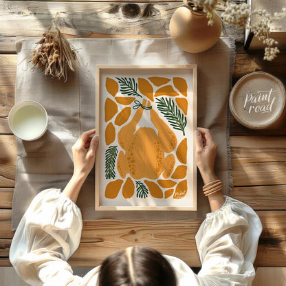This charming illustration depicts a classic culinary centerpiece: a whole roasted chicken, ready f… for dining room