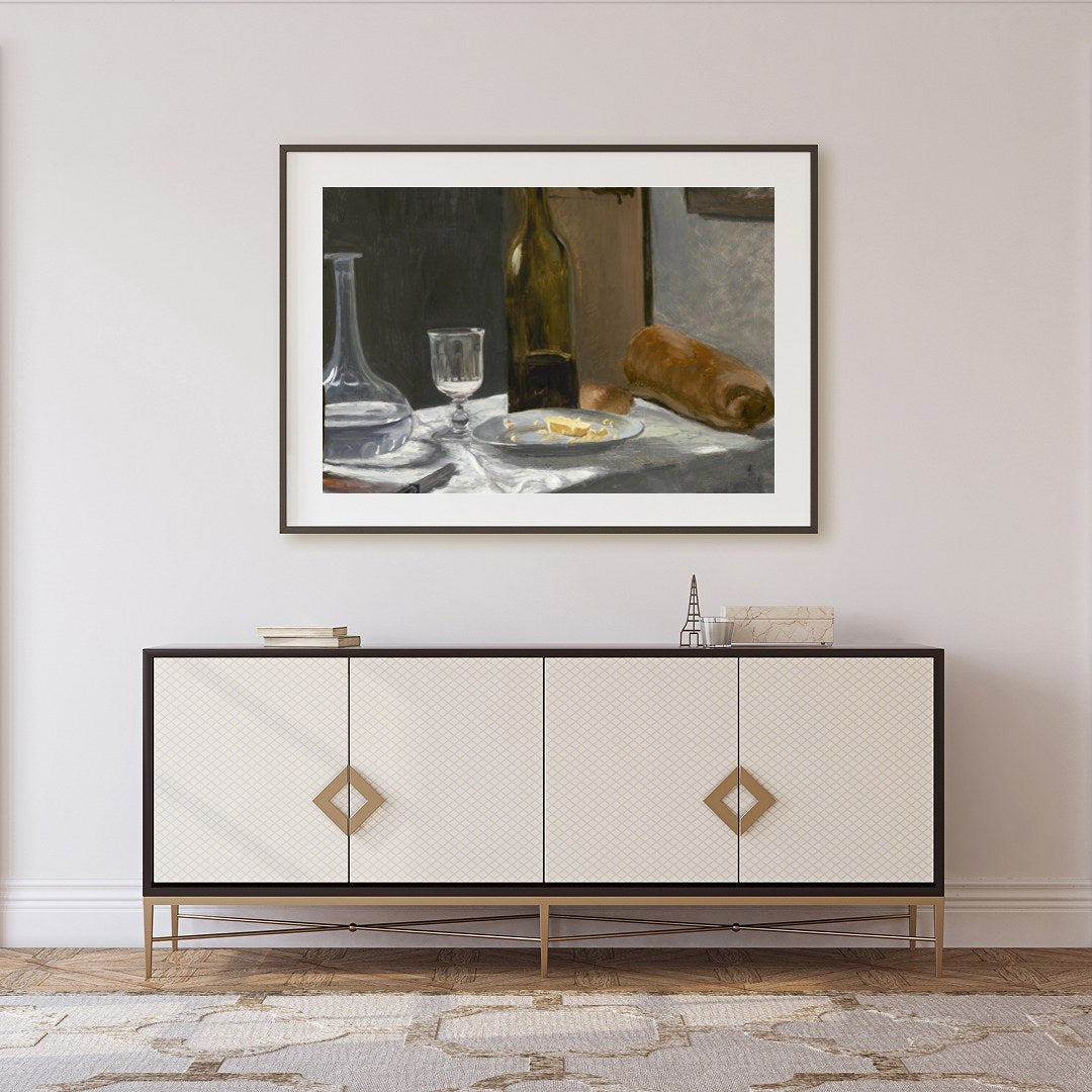 Immerse yourself in the rustic charm of this exquisite still life painting, capturing the for Foyer