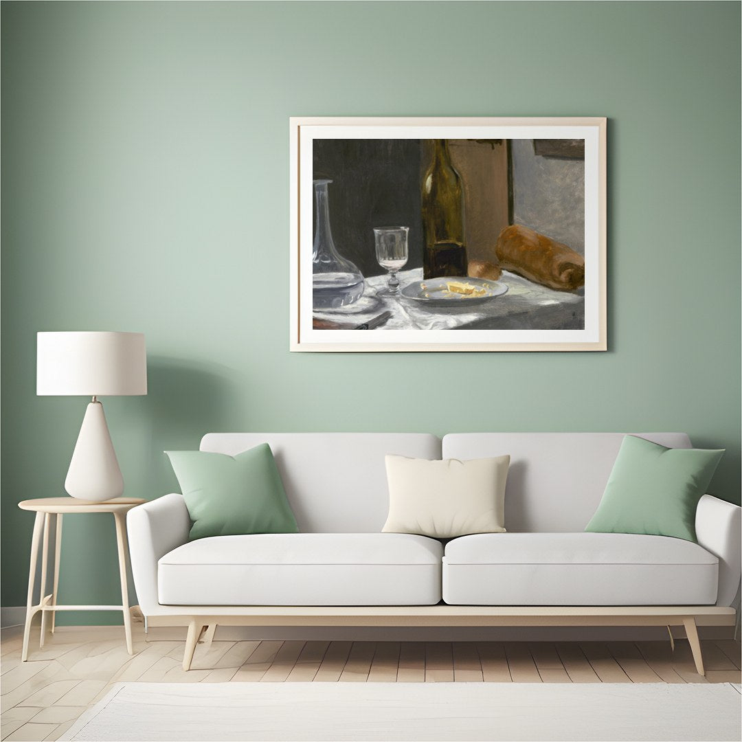 Immerse yourself in the rustic charm of this exquisite still life painting, capturing the for Hall