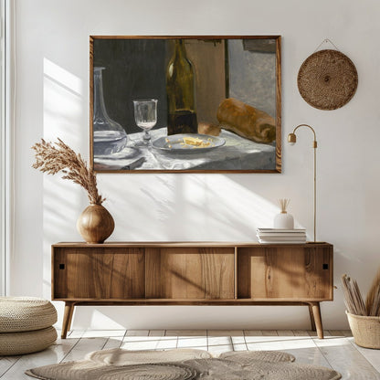 Immerse yourself in the rustic charm of this exquisite still life painting, capturing the for Sitting Area