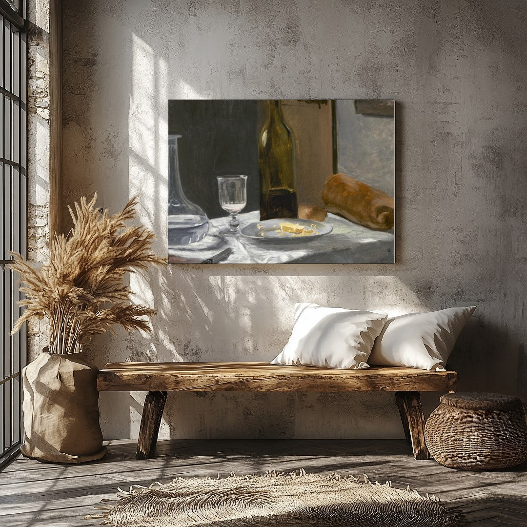 Immerse yourself in the rustic charm of this exquisite still life painting, capturing the for Veranda