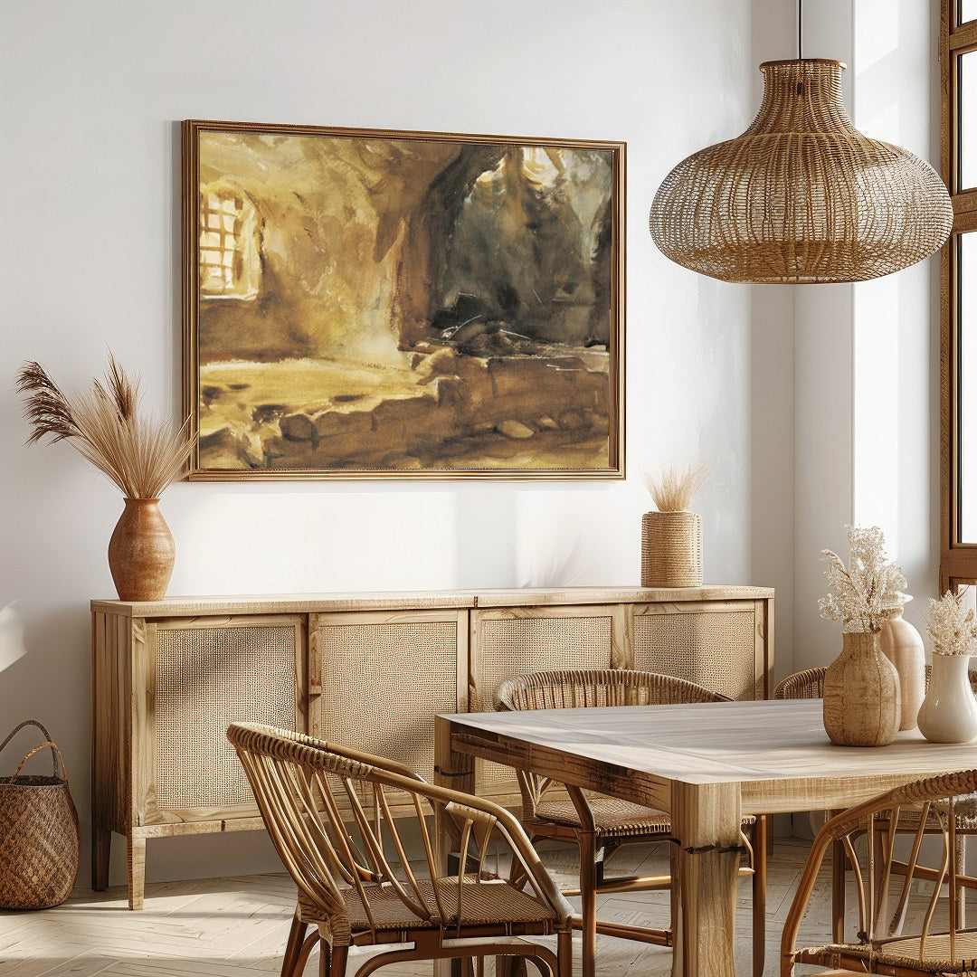 Capture the essence of history and tranquility with this exquisite watercolour piece showcasing for Dining