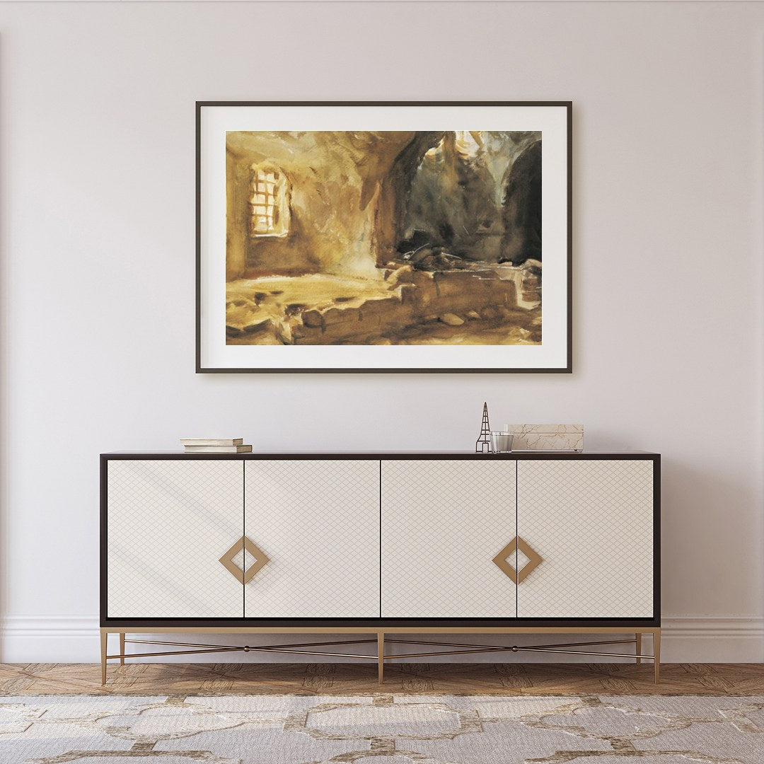 Capture the essence of history and tranquility with this exquisite watercolour piece showcasing for Foyer