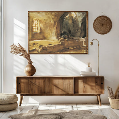 Capture the essence of history and tranquility with this exquisite watercolour piece showcasing for Sitting Area