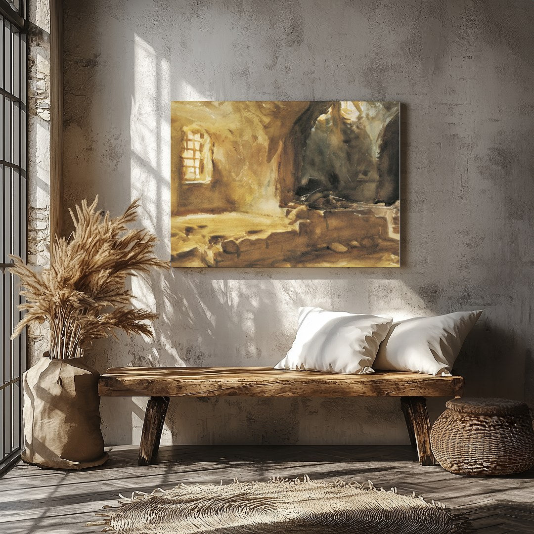 Capture the essence of history and tranquility with this exquisite watercolour piece showcasing for Veranda
