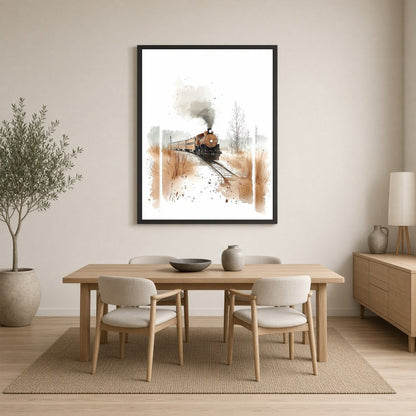 Immerse yourself in the tranquil ambiance of this stunning watercolor artwork, featuring a vintage for Dining