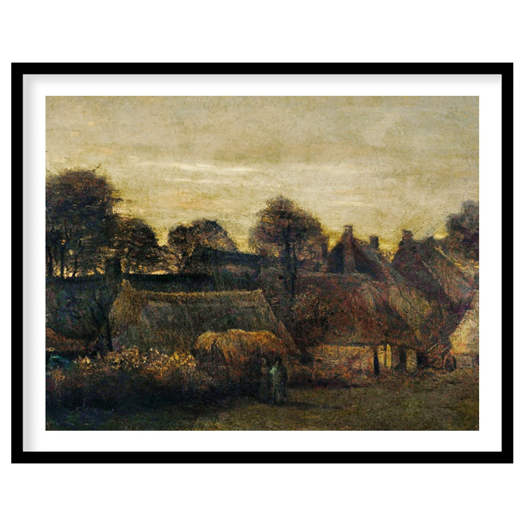 Capture the serene ambiance of the countryside with this evocative painting of a village at dusk. for lovely-house