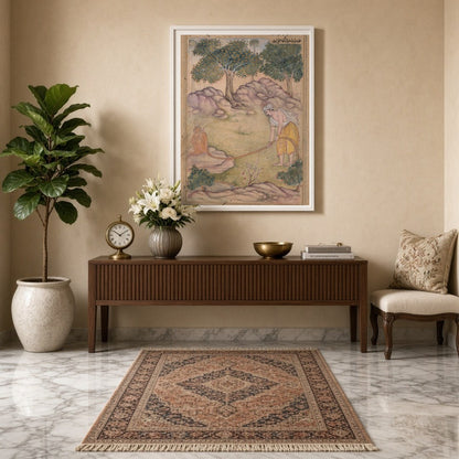 Immerse yourself in the spiritual journey of Hanuman and Ram with this exquisite piece of Indian for Entrance