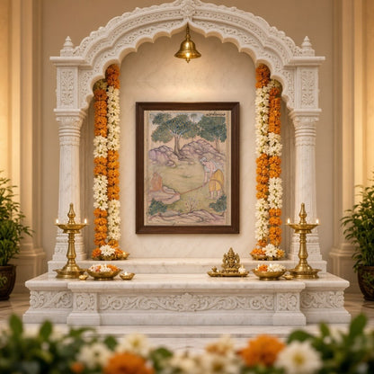 Immerse yourself in the spiritual journey of Hanuman and Ram with this exquisite piece of Indian for Home Temple