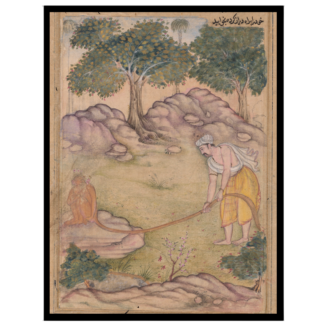 Immerse yourself in the spiritual journey of Hanuman and Ram with this exquisite piece of Indian for residence