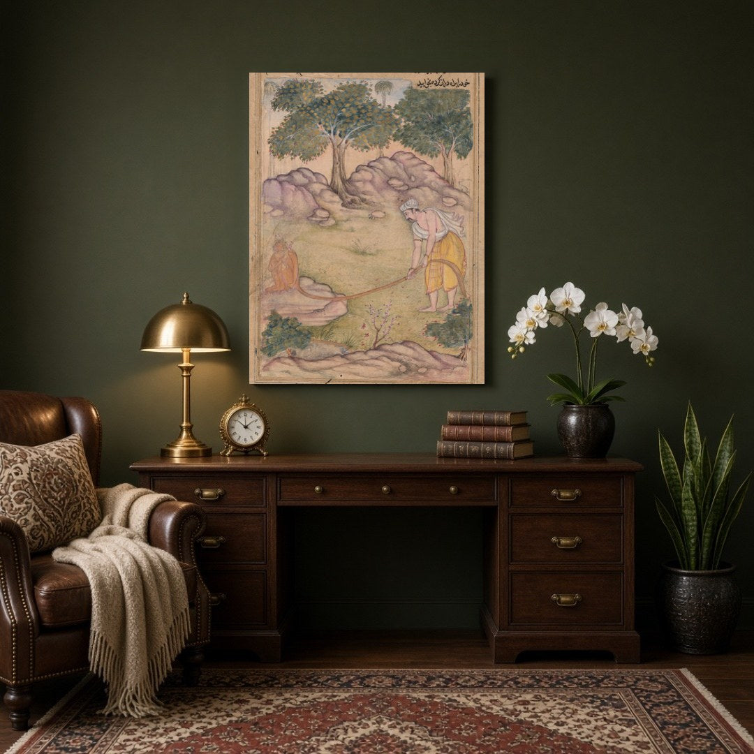 Immerse yourself in the spiritual journey of Hanuman and Ram with this exquisite piece of Indian for Study