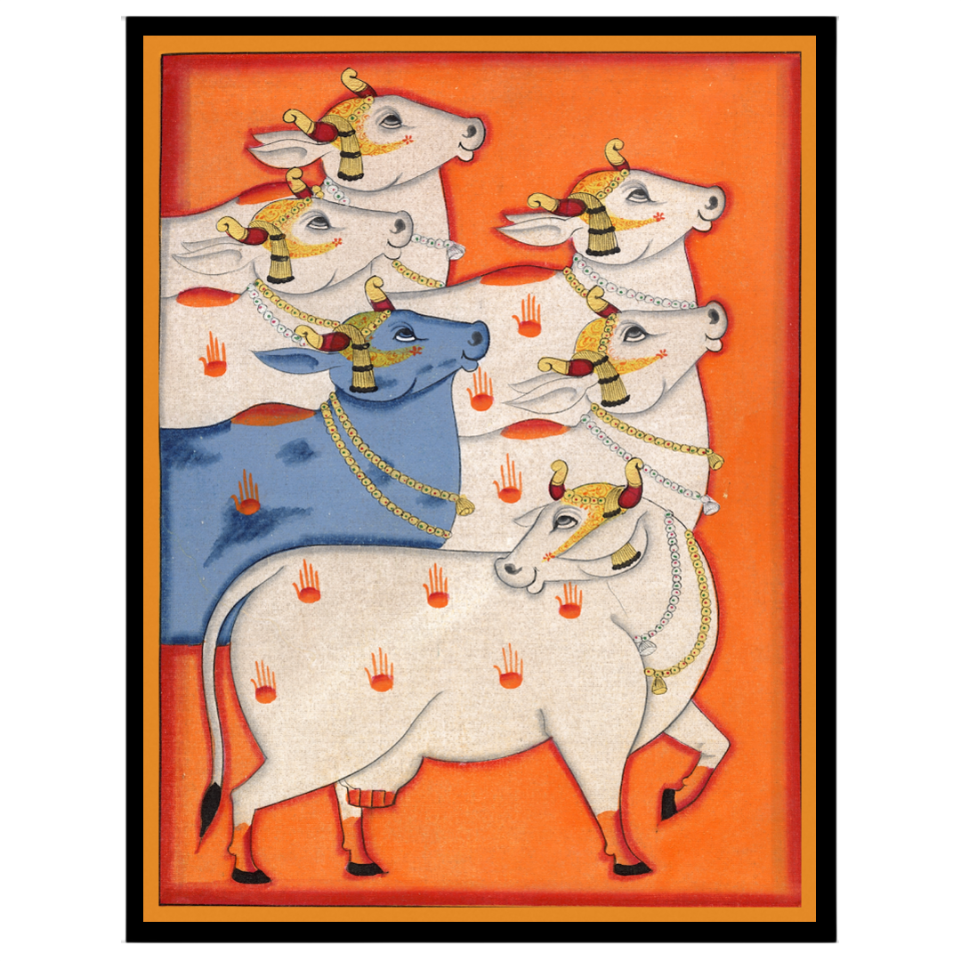 Immerse yourself in the spiritual beauty of this Pichwai artwork, showcasing a regal procession of for interior