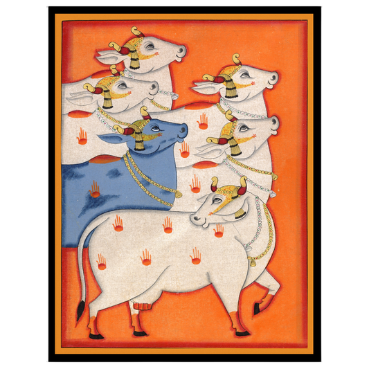 Immerse yourself in the spiritual beauty of this Pichwai artwork, showcasing a regal procession of for interior