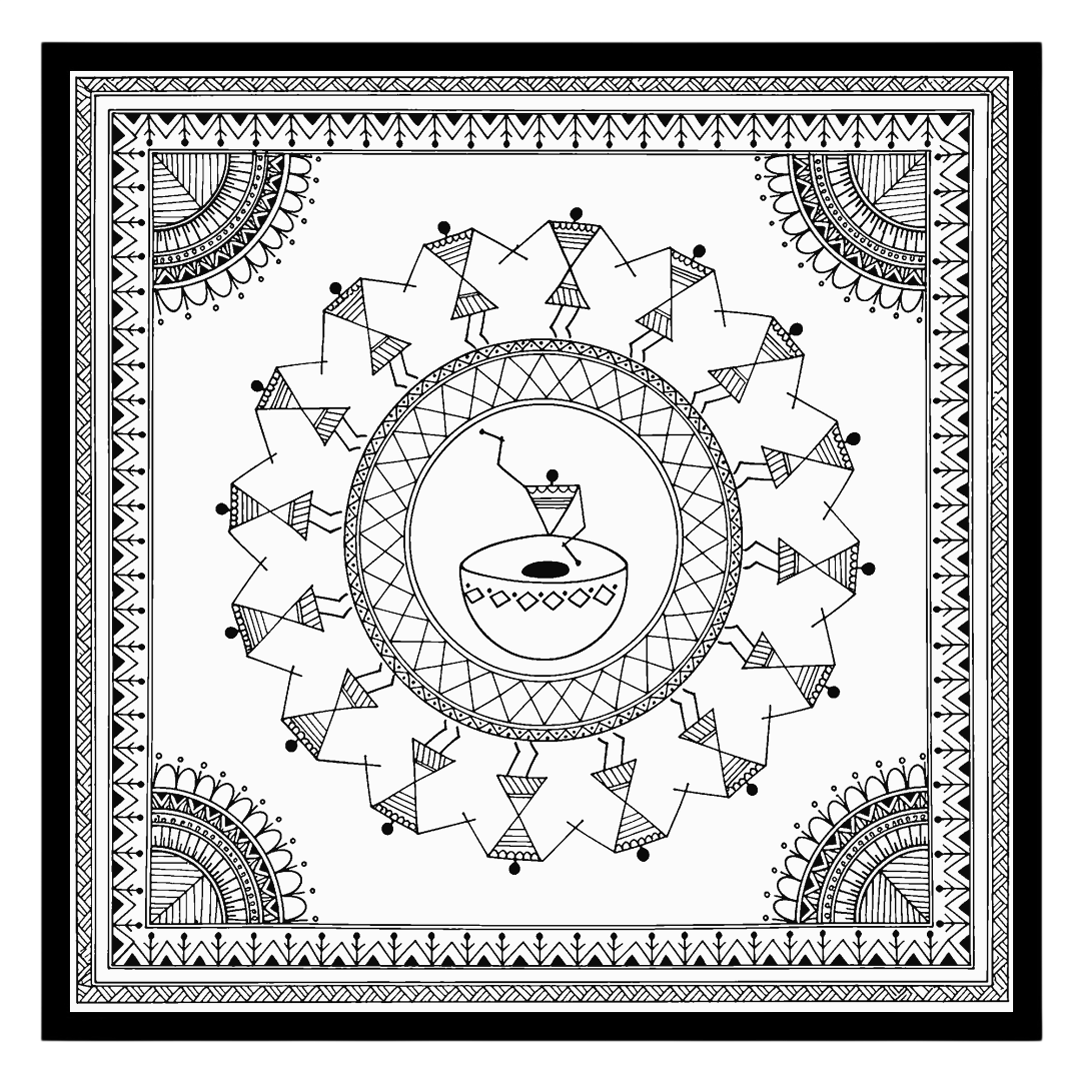 Experience the enchanting rhythm of village life with this exquisite Warli Art print. Delicate for abode