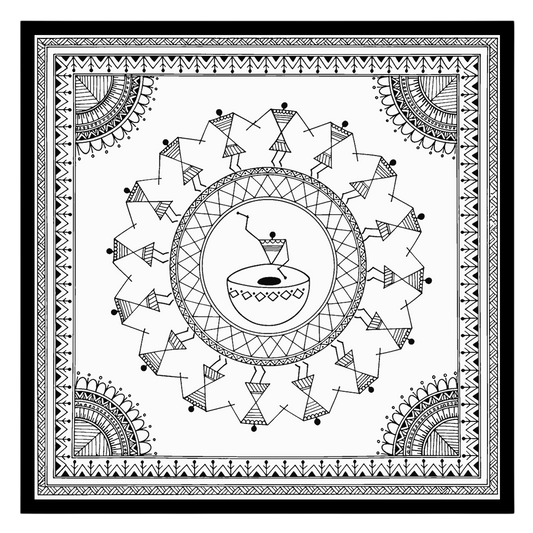 Experience the enchanting rhythm of village life with this exquisite Warli Art print. Delicate for abode