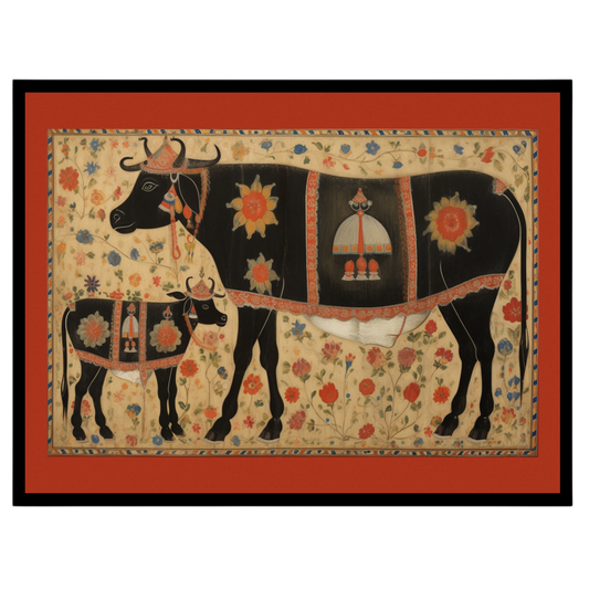 Immerse yourself in the vibrant tradition of Pichwai art with this captivating depiction of sacred for living-space
