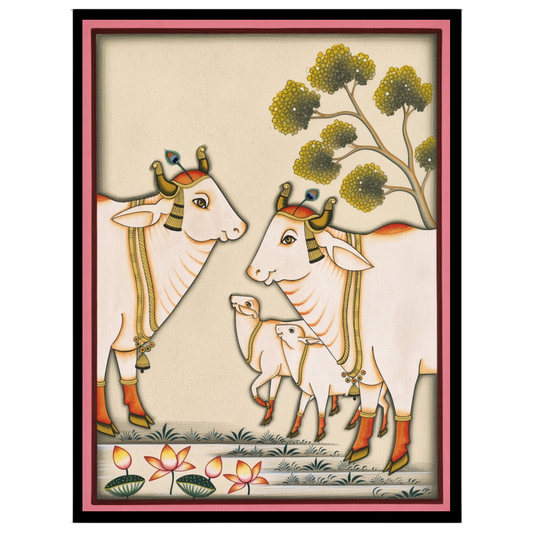 Immerse yourself in the serene beauty of Pichwai art with this captivating piece depicting the for interior