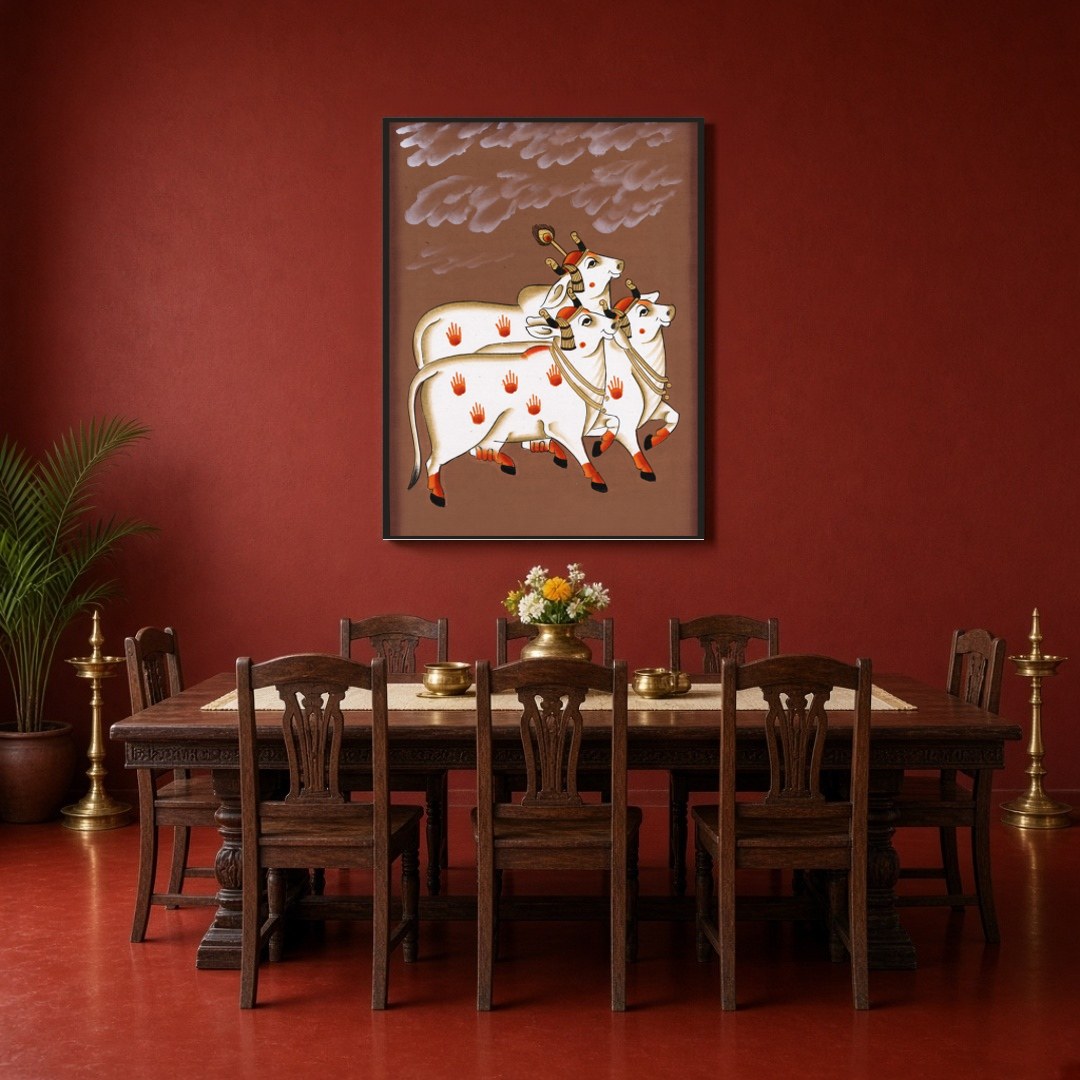 Embrace the nurturing energy and grandeur of Pichwai art with this exquisite portrayal of the for Dining