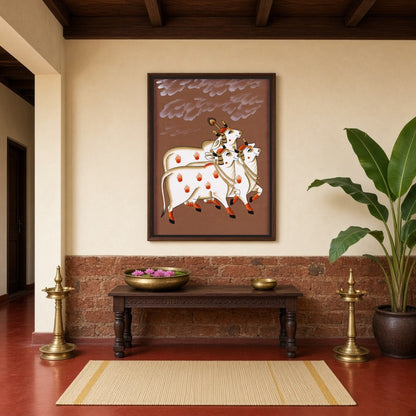 Embrace the nurturing energy and grandeur of Pichwai art with this exquisite portrayal of the for Hallway