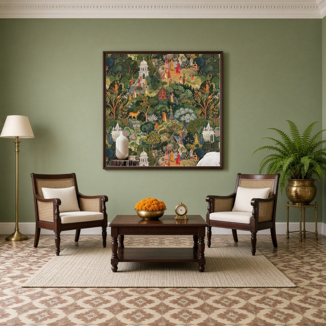 Immerse yourself in a timeless journey through this exquisite Indian Miniature art piece. Richly for Living Room