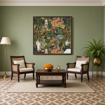 Immerse yourself in a timeless journey through this exquisite Indian Miniature art piece. Richly for Living Room