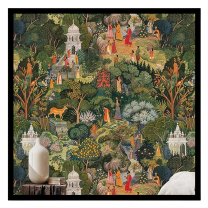 Immerse yourself in a timeless journey through this exquisite Indian Miniature art piece. Richly for place