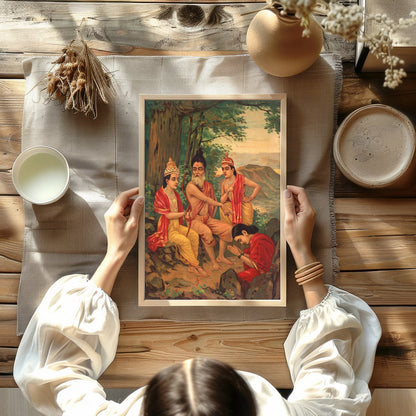Immerse yourself in a timeless narrative with this captivating artwork depicting a serene gathering for Kitchen