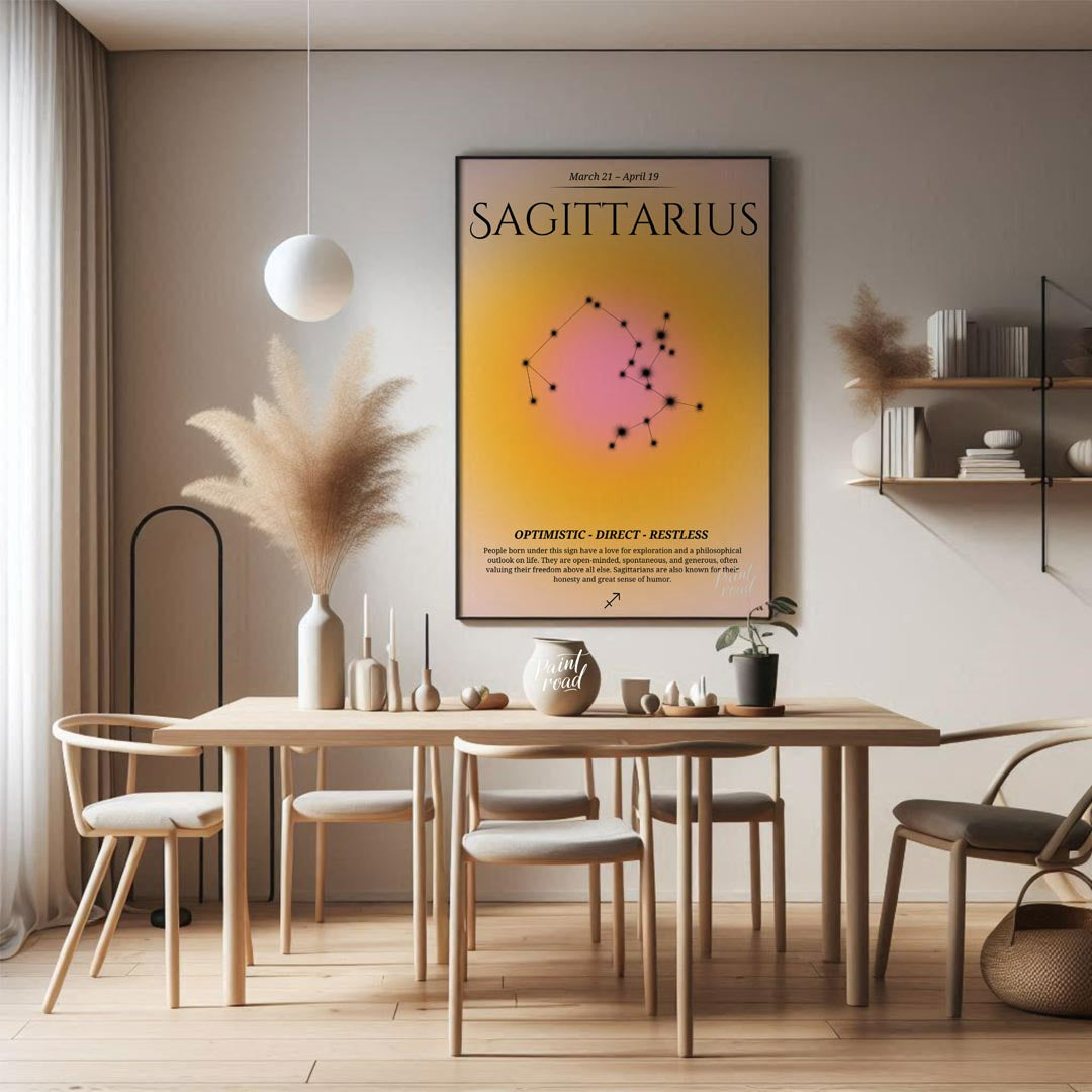 This Sagittarius zodiac sign poster captures the adventurous and free-spirited essence of those bor… for dining room