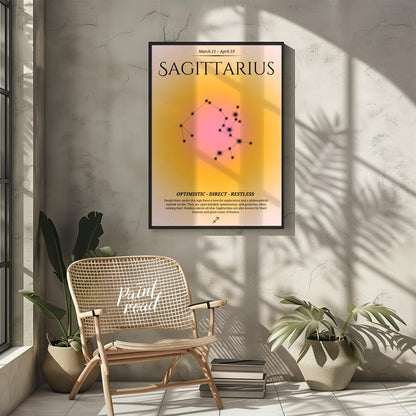 This Sagittarius zodiac sign poster captures the adventurous and free-spirited essence of those bor… for living room