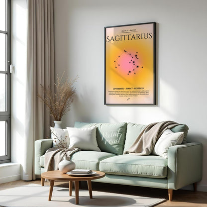 This Sagittarius zodiac sign poster captures the adventurous and free-spirited essence of those bor… for living room